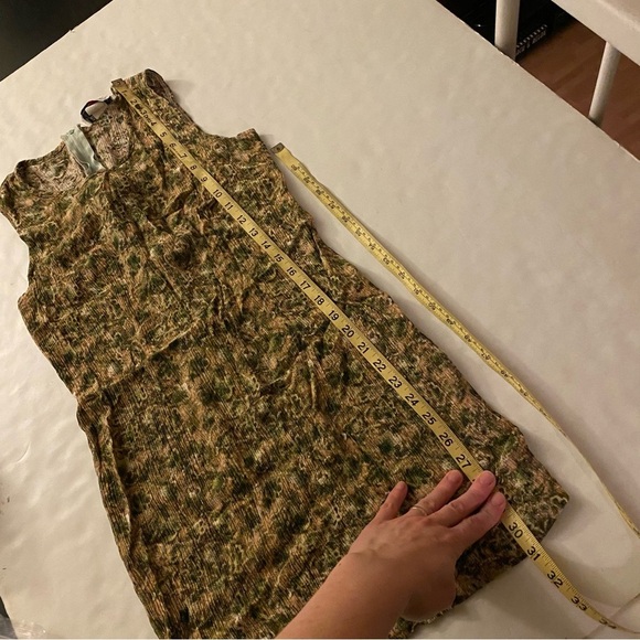 Vintage 90s Floral Print Sleeveless Crepe Dress Womens 8 Petite Medium Green - Picture 10 of 12